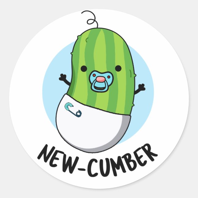 New-cumber Funny Veggie Cucumber Pun  Classic Round Sticker (Front)