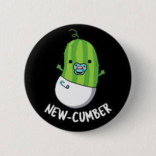New-cumber Funny Veggie Cucumber Pun Dark BG 6 Cm Round Badge