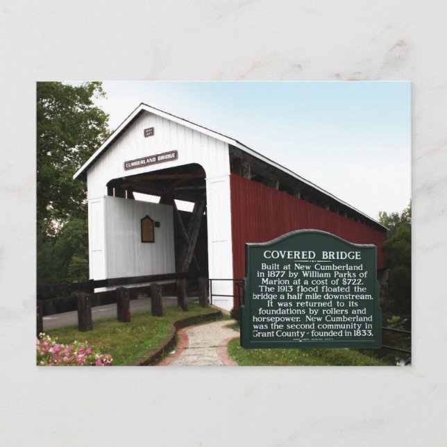 New Cumberland Covered Bridge Plaque Postcard (Front)