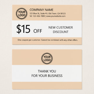 New Customer Discount Coupon Card