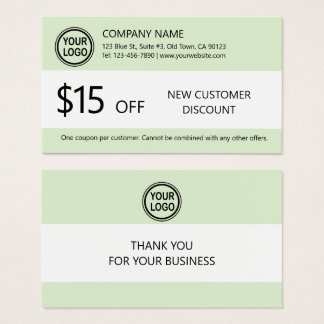 New Customer Discount Coupon Card