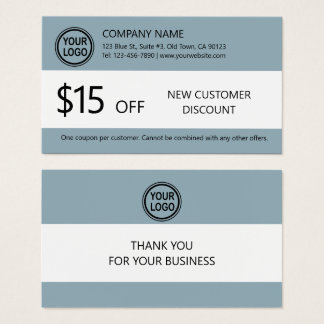 New Customer Discount Coupon Card