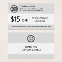 New Customer Discount Coupon Card