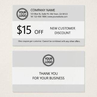 New Customer Discount Coupon Card
