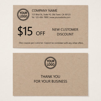 New Customer Discount Coupon Card