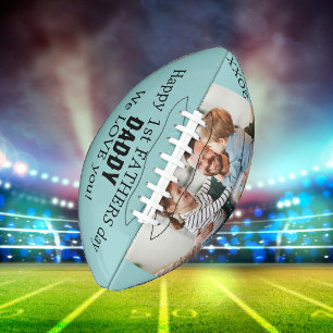 New Dad 1st Fathers Day Blue Football Personalise American Football