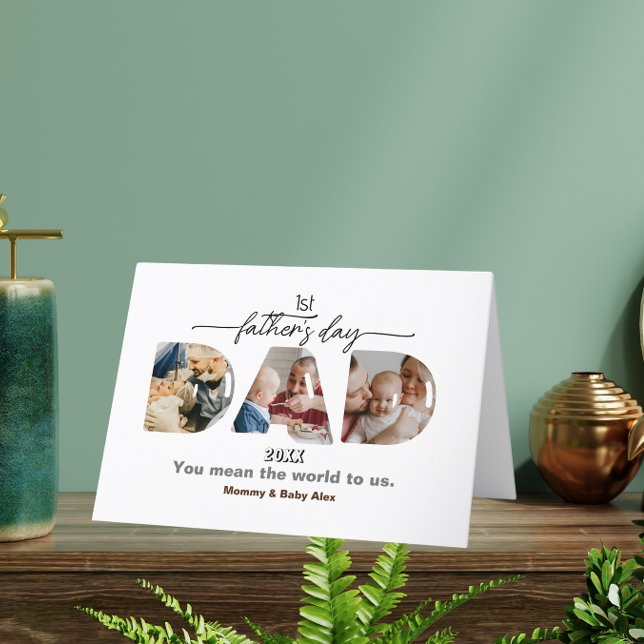 NEW DAD 3 Photos Collage First Father's Day Card (Creator Uploaded)