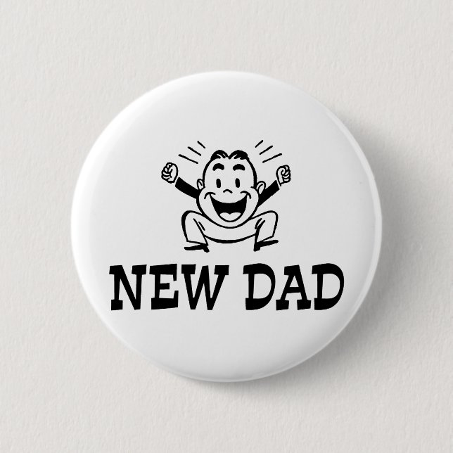 New Dad 6 Cm Round Badge (Front)