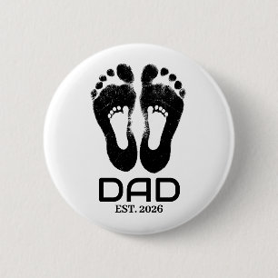 New Dad Baby Footprints Established Date 6 Cm Round Badge