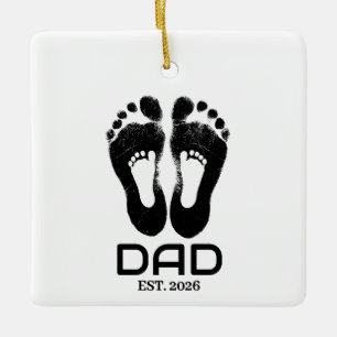 New Dad Baby Footprints Established Date Ceramic Ornament