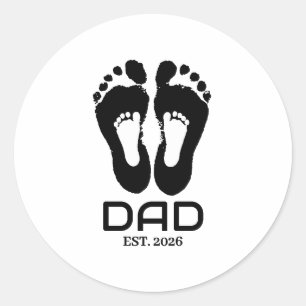 New Dad Baby Footprints Established Date  Classic Round Sticker