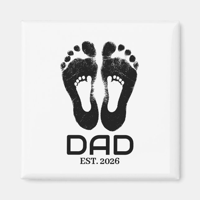 New Dad Baby Footprints Established Date  Magnet (Front)