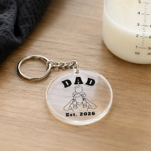 New Dad Baby Shoulder Line Art Key Ring