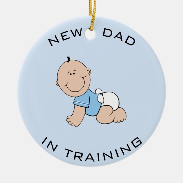 New Dad Boy Ceramic Tree Decoration (Front)