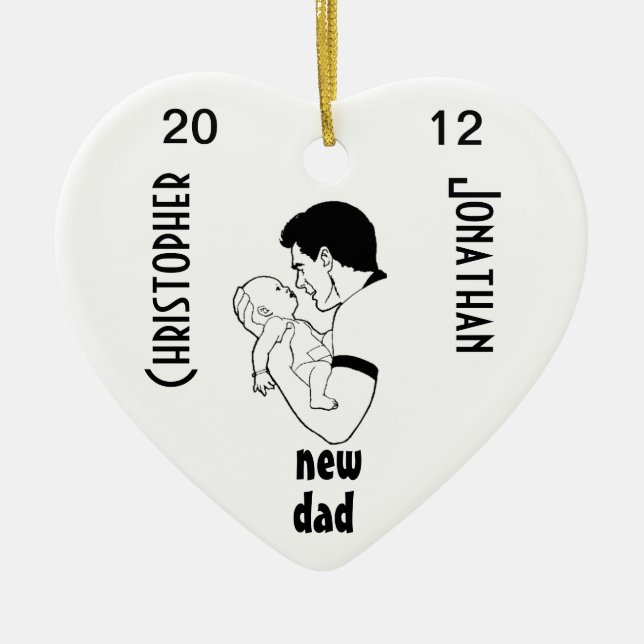 New Dad - Customisable Ceramic Tree Decoration (Front)