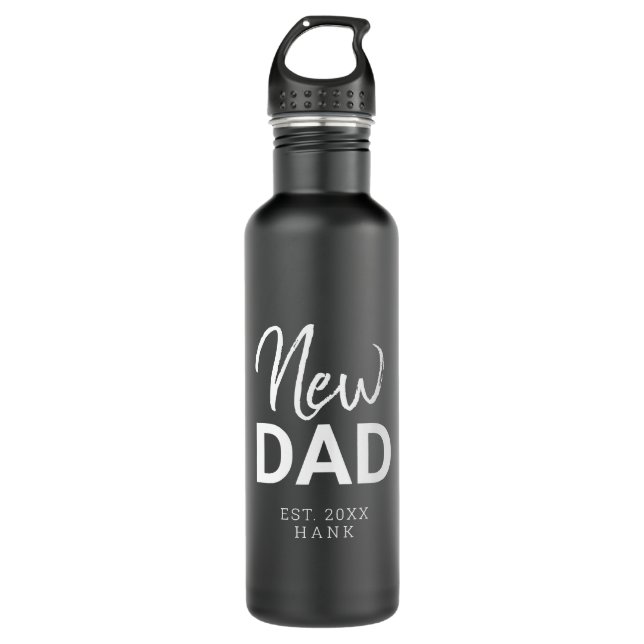 New Dad Established Date Personalised 710 Ml Water Bottle (Front)