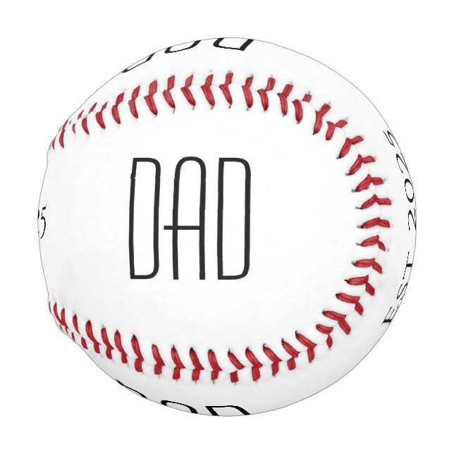 New Dad Father's Day Black White Minimalist    Baseball (Front Right)