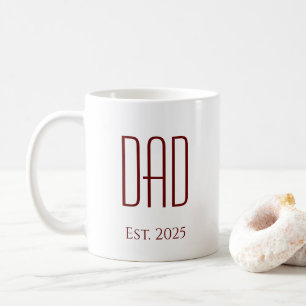New Dad Father's Day Modern Simple Red White   Coffee Mug