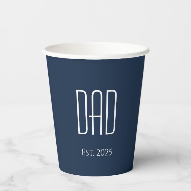 New Dad Father's Day Simple Blue Paper Cups (Back)