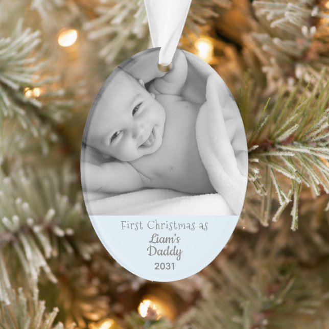 New Dad First Christmas as Daddy Personalise Photo Ornament (Tree)