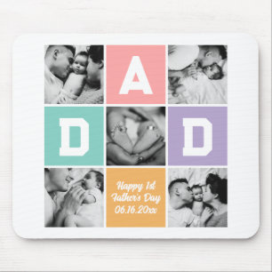 New Dad First Father's Day Family Photo Grid Mouse Mat
