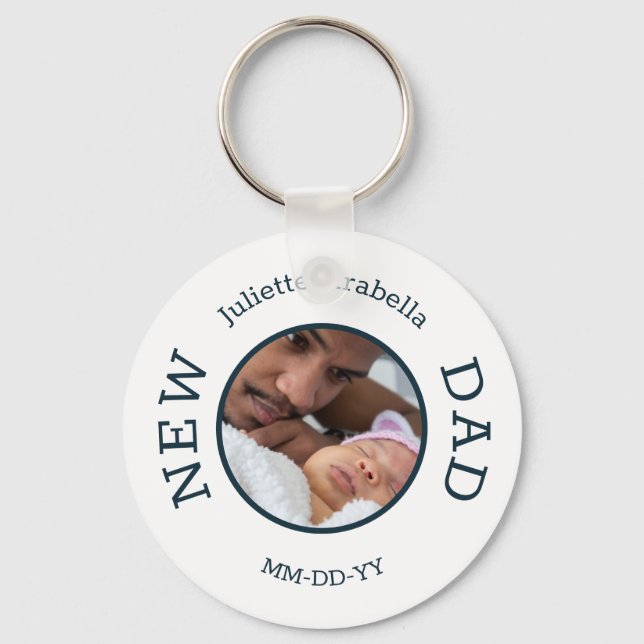 New Dad First Time Dad Custom Photo Personalised Key Ring (Front)