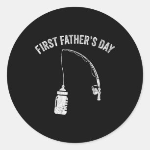 New Dad Fisherman, First Fathers Day Fishing Dad  Classic Round Sticker