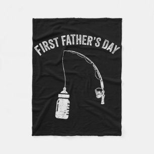 New Dad Fisherman, First Fathers Day Fishing Dad  Fleece Blanket