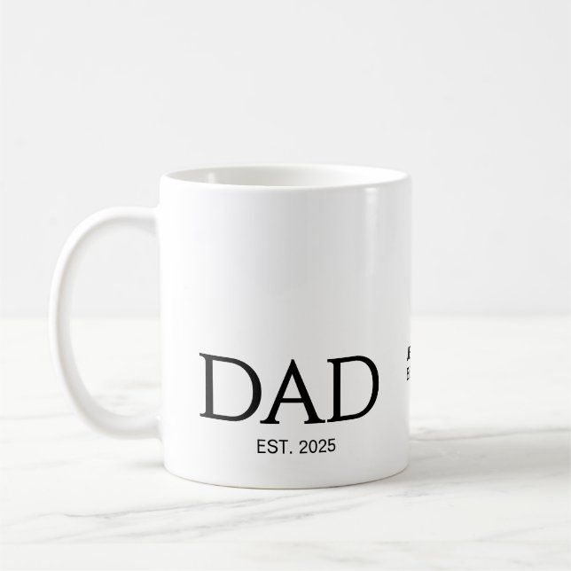 New DAD Gift Custom Text DAD Established Coffee Mug (Left)