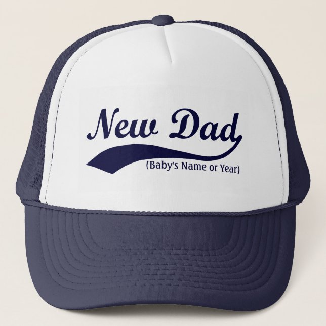 New Dad Hat, Personalised s Name or Year Trucker Hat (Front)