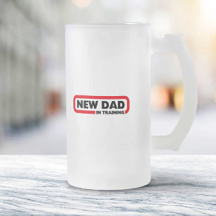 New Dad in Training Frosted Glass Beer Mug