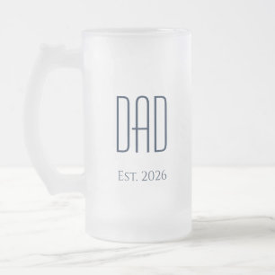 New Dad Modern Father Navy Blue Typography  Frosted Glass Beer Mug