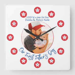 New Dad Modern Unique Keepsake First Fathers Day Square Wall Clock