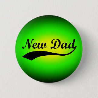 New Dad, Neon Green/Black 6 Cm Round Badge