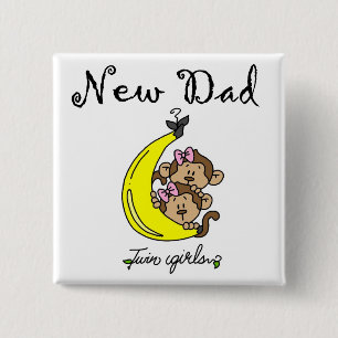New Dad of Twin Girls Tshirts and Gifts 15 Cm Square Badge