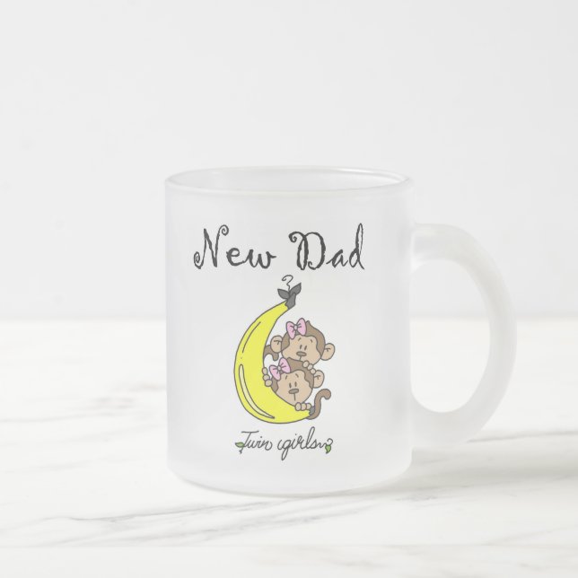 New Dad of Twin Girls Tshirts and Gifts Frosted Glass Coffee Mug (Right)