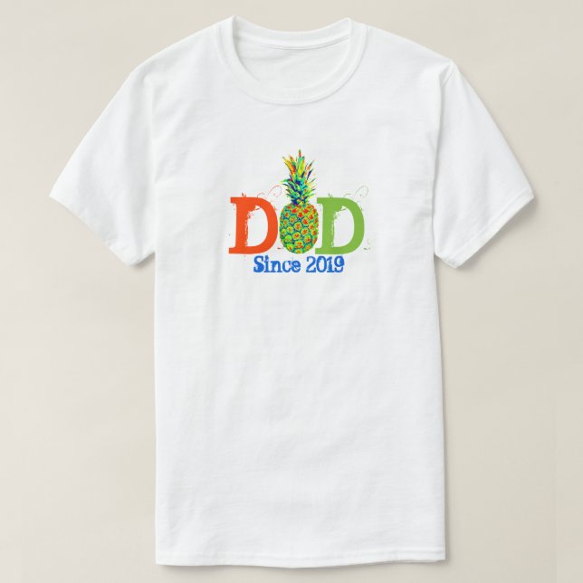 New Dad Personalizable Pineapple Pattern T-Shirt (Design Front)