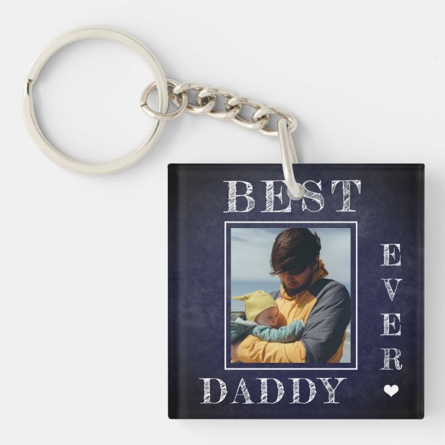 New dad photo personalised First Fathers Day Key Ring (Front)