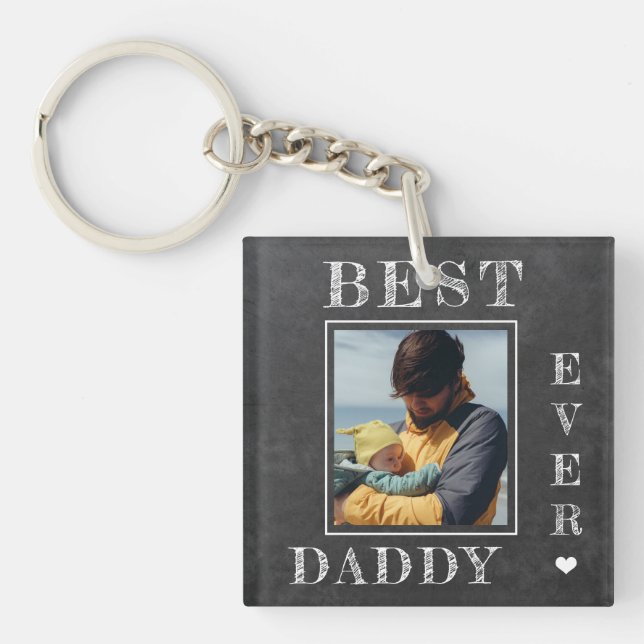 New dad photo personalised First Fathers Day Key Ring (Front)