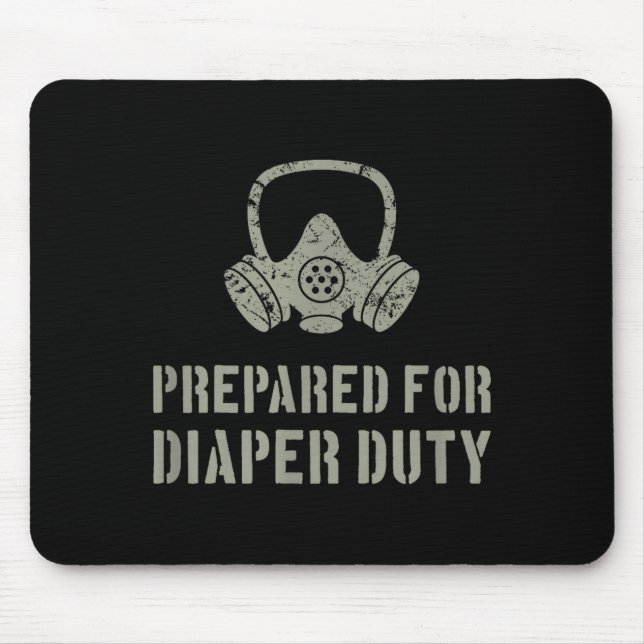 New Dad Prepared For Diaper Duty Funny Small  Mouse Mat (Front)