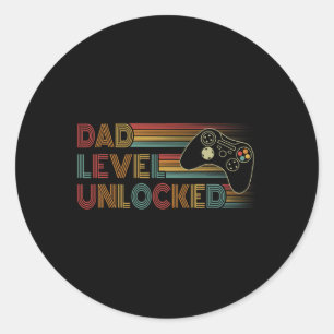New Dad Shirt Dad Level Unlocked Gaming Gamer Dad Classic Round Sticker