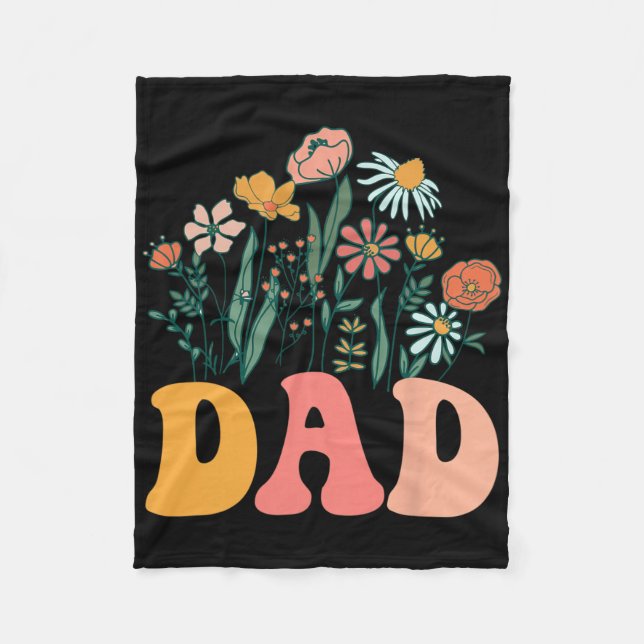 New Dad Wildflower First Birthday &amp; Baby Showe Fleece Blanket (Front)