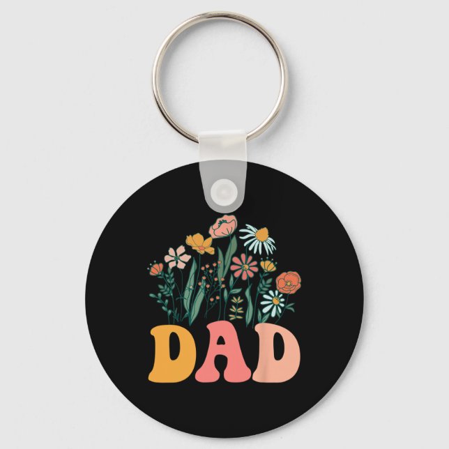 New Dad Wildflower First Birthday &amp; Baby Showe Key Ring (Front)