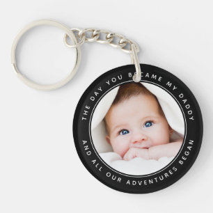 New Daddy Baby Photo Keepsake Keychain