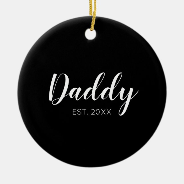 New Daddy Established 2022 typography Ceramic Tree Decoration (Front)
