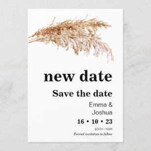 New Date Pampas Grass Wedding Save The Date Card
