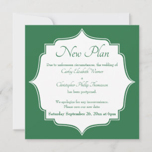 New Date Postponed Wedding, Green Announcement