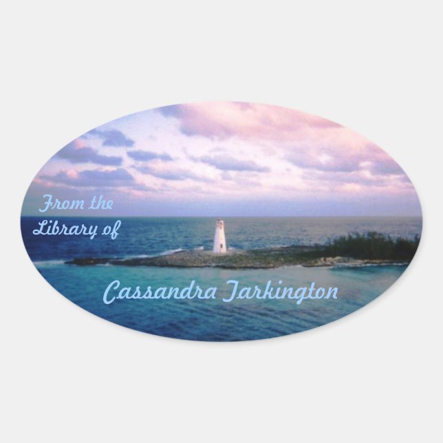 New Day Custom Bookplate Oval Sticker (Front)