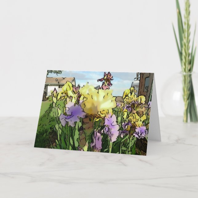 New Day Gardens Notecard-Iris 'Edith Wolford' W Card (Front)