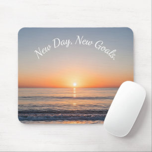 New Day New Goals Beach Sunrise Motivational Mouse Mat